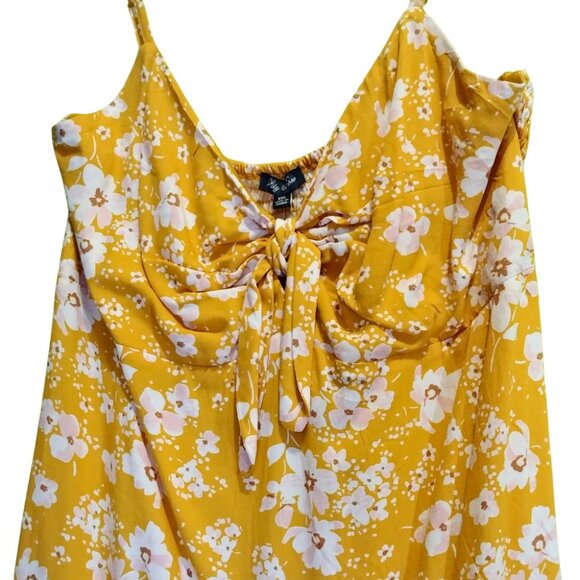 Lily Rose Yellow Floral Tie Front Swing Dress Size XXL - Picture 3 of 6